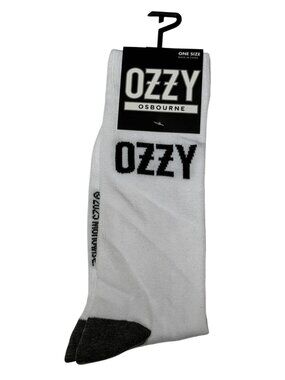 Ozzy Osbourne White Crew Socks Black Lettering Rock Band Music Fan One Size